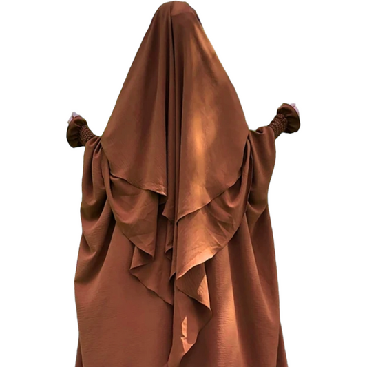 TWO LAYER KHIMAR- BROWN