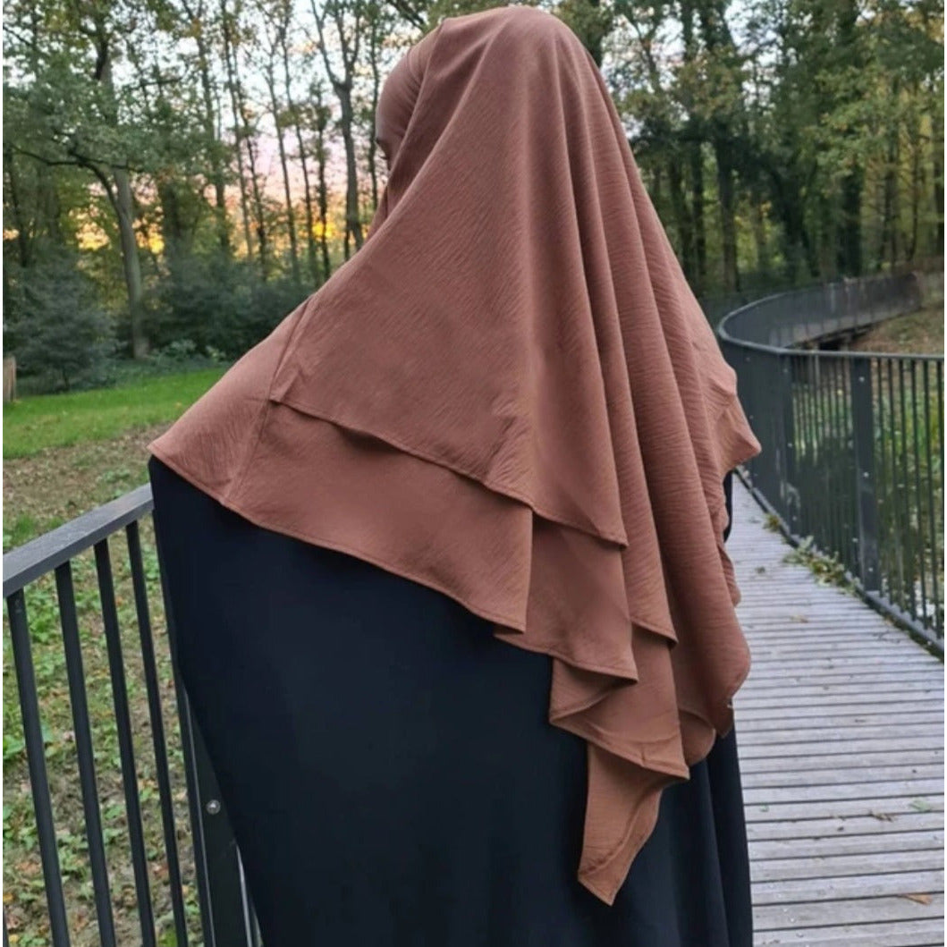 TWO LAYER KHIMAR- BROWN