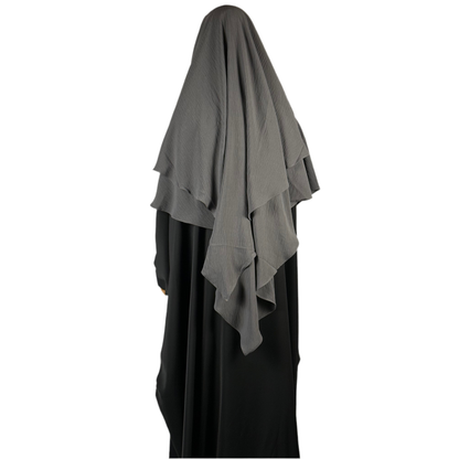 TWO LAYER KHIMAR- DARK GREY