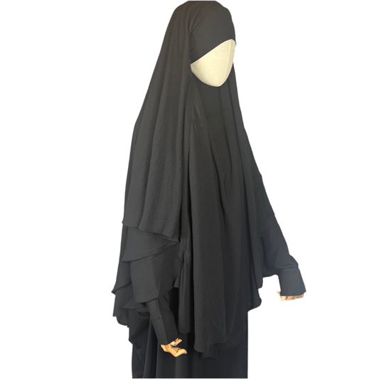 TWO LAYER KHIMAR- BLACK