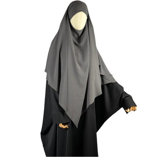TWO LAYER KHIMAR- DARK GREY