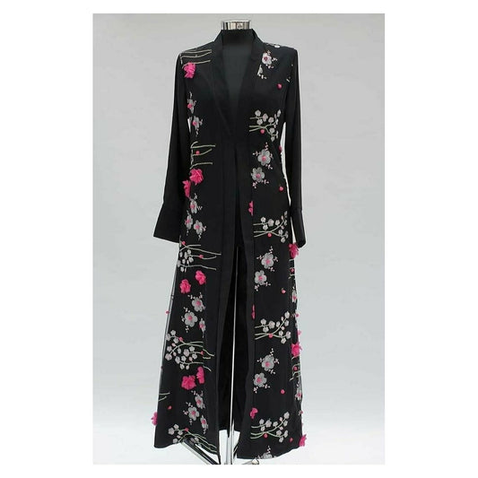 BLACK - FLORAL ABAYA